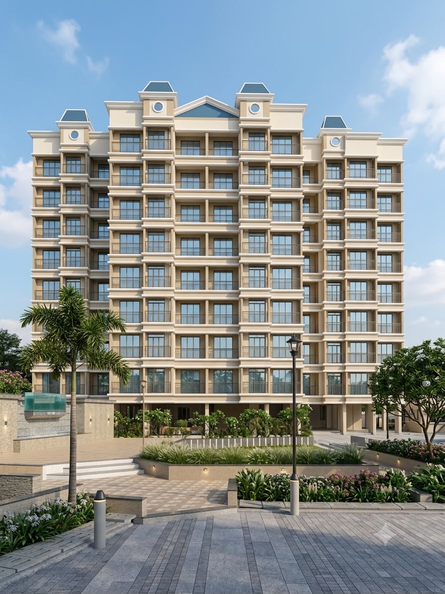 Skyline Realtors facade render, Waliv, Vasai East